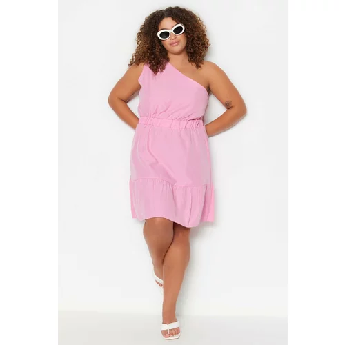 Trendyol curve Plus Size Dress - Pink - Skater