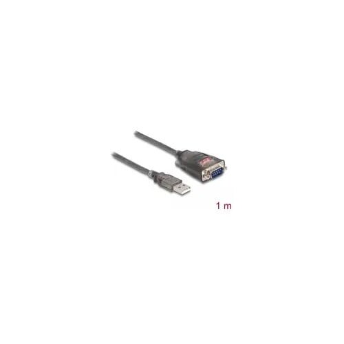 Delock Adapter USB 2.0 Type-A to 1 x Serial RS-232 D-Sub 9 pin male with nuts with 3 x LED 1 m Slike