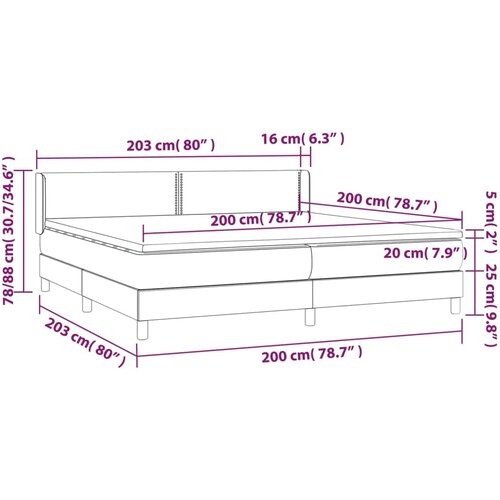  Krevet s oprugama i madracem svjetlosivi 200x200 cm bar&amp;scaron;unasti Slike