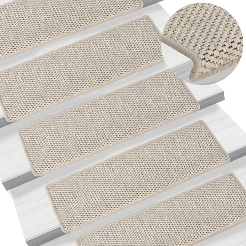 vidaXL Samolepilne preproge za stopnice sisal 15 kosov 65x25cm srebrne Cene