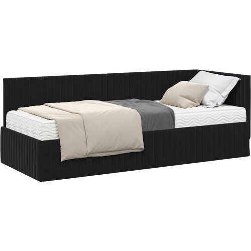 vidaXL Kotni okvir postelje z matrico z vzglavjem 2 pcs Črna Žamet, (5000162712) Cene