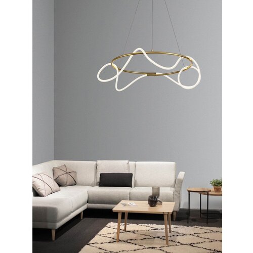 Nova Luce Aluminijasta LED zatemnitvena viseča svetilka v zlati barvi s senčilom iz akrilnega stekla &amp;oslash; 70 cm Tiriac &amp;ndash; Slike