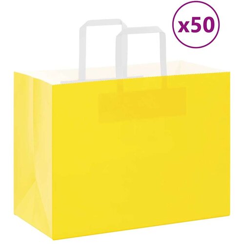  Papirnate vrećice 50 kom s ručkama žute 32x17x25 cm Cijene