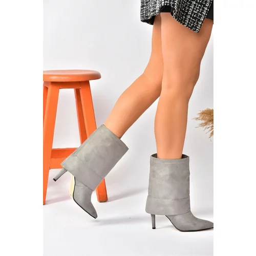 Fox Shoes Women's Gray Suede Thin Heeled Daily Boots