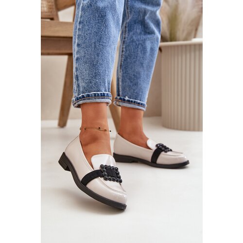 VINCEZA Lacquered Women's Moccasins With Decoration Light Gray 58389 Cijene