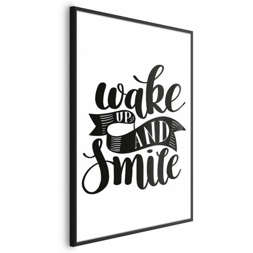  Plakat - Wake Up and Smile 21x30 Crni okvir Cene