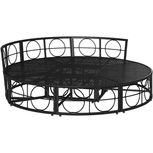 vidaXL Zunanja lounge postelja brez baldahina Black Poly Rattan Cene