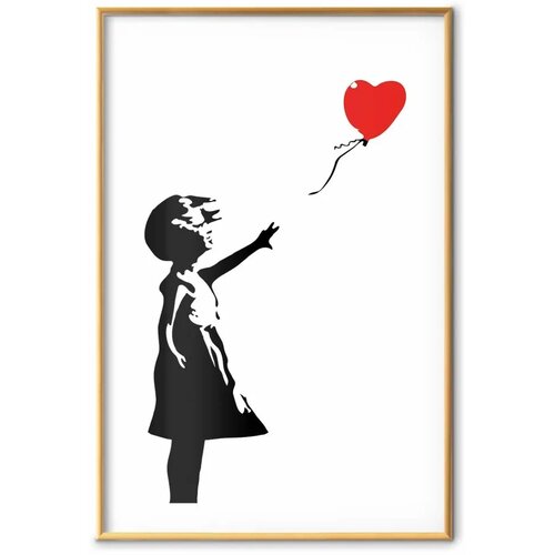  Plakat - Girl with a Balloon 21x30 Zlatni okvir s margom Cene