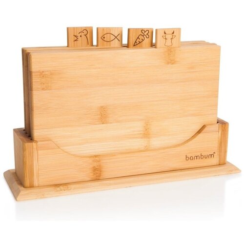 Bambum set s 4 daske za rezanje od bambusa s postoljem Tapenade Slike