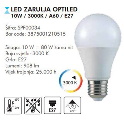 Sparx LED sijalica 10W/3000K A60 E27 Slike