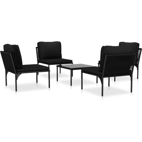 Maison Chic Seti vrtnega pohištva - Vrtna garnitura - Vrtni pohištvo set z blazinami 5-delna črna PVC, (21797656) Cene