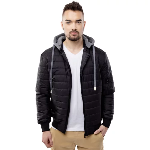 Glano Men's Quilted Hooded Jacket - Black