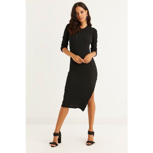 Cool & Sexy Women's Black Zippered Camisole Midi Dress CHB53 Slike
