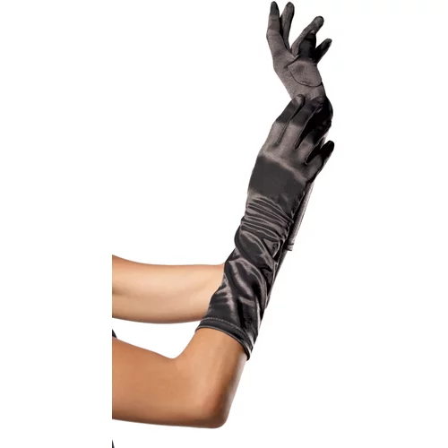 Leg Avenue Elbow Length Satin Gloves 8B Black