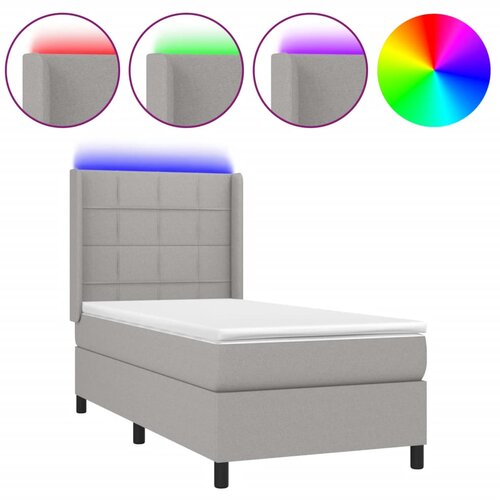 Maison Chic Box spring postelja - Vzmetna postelja z vzmetnico LED svetlo siva 90x190 cm blago SL15159, (21904310) Cene