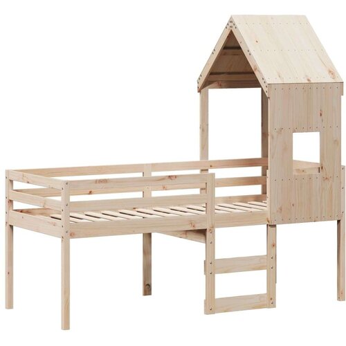 VidaXL Visoki krevet s krovom 90 x 200 cm od masivne borovine Slike