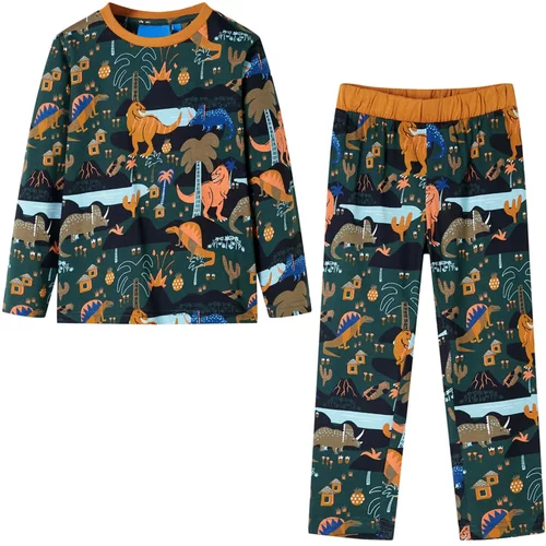 vidaXL Otroška pižama z dolgimi rokavi temno zelena 104