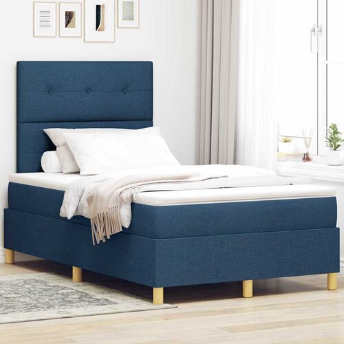  LED Box Spring Krevet s uzglavljem Plava 120 x 190 cm tkanina Cijene