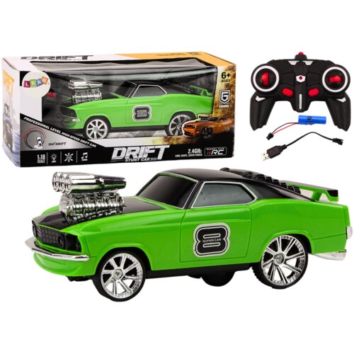  Auto na daljinsko upravljanje - 1:18 - Drift 360 - Svjetla, Zvuk - Zelena boja Slike