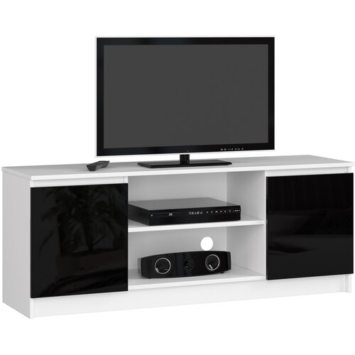 AKORD RTV KABINET 140 cm 2D 1P BELO / ČRNO SIJAJNO, (21713929) Cene