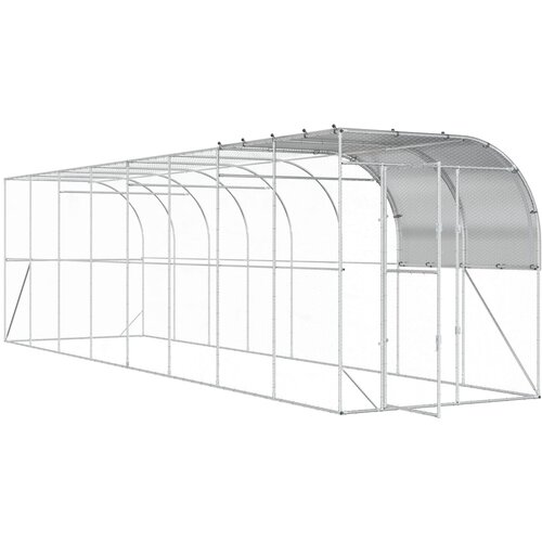  Kavez za piletinu uz zid Srebrna 800 x 200 x 215 cm Slike