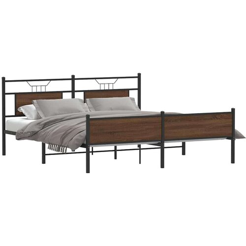 VidaXL Metalni okvir kreveta bez madraca smeđa boja hrasta 160x200 cm Slike