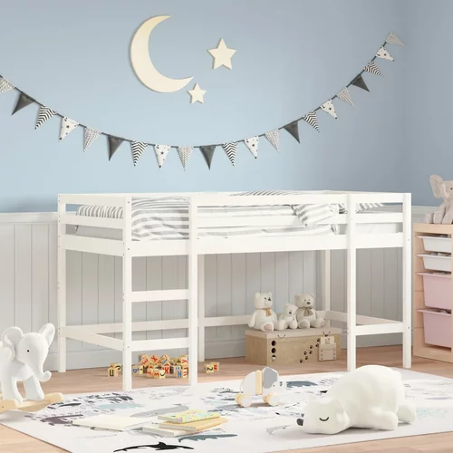  Dječji krevet na kat s ljestvama bijeli 90 x 190 cm od borovine