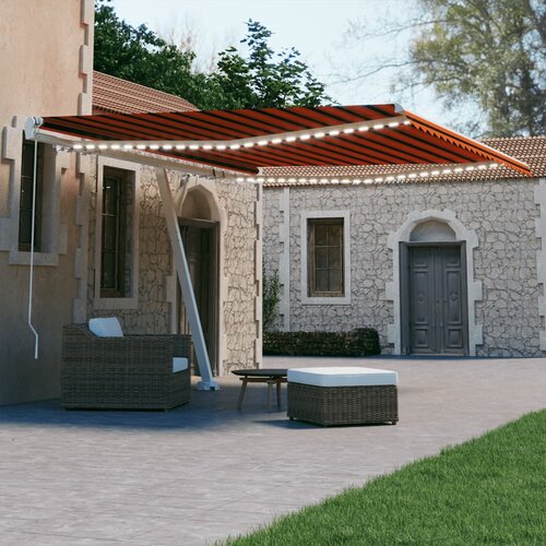  Tenda na ručno uvlačenje LED 400 x 300 cm narančasto-smeđa Cijene
