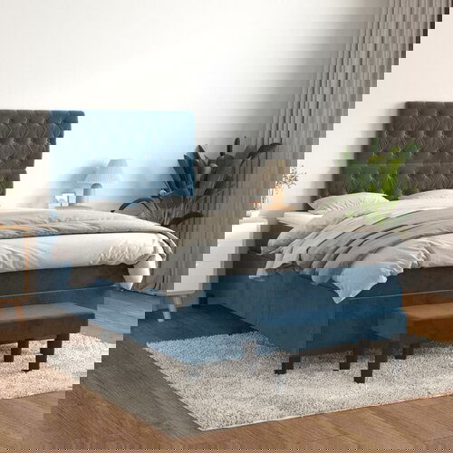 VidaXL Box spring krevet s madracem tamnoplavi 120 x 200 cm bar&amp;scaron;unasti Slike