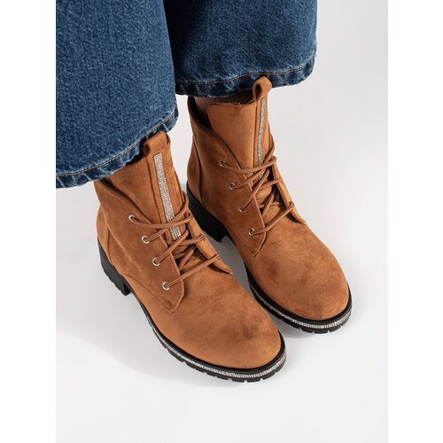 Shelvt Light brown lace-up ankle boots Cijene