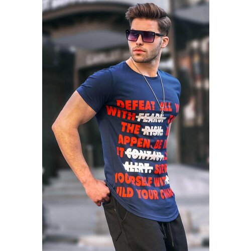 Madmext Text Detailed Navy Blue T-Shirt 3096 Slike