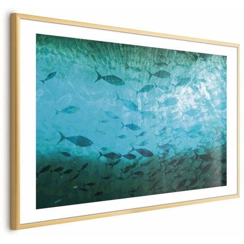  Plakat - Group of Dark Fish 30x21 Zlatni okvir s margom Cene