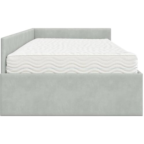  Kutni krevetni okvir s madracem 2 kom. Svjetlosiva 90 x 200 cm Slike