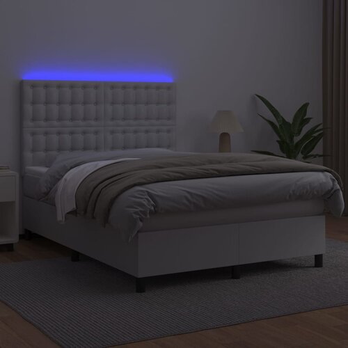 box spring s madracem LED bijeli 140x200 cm umjetna koža Slike