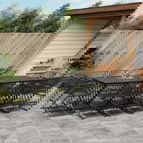 The Living Store Vrtna jedilna garnitura 13-delna črn poli ratan - Vrtna Jedilna Garnitura, (21672008) Cene