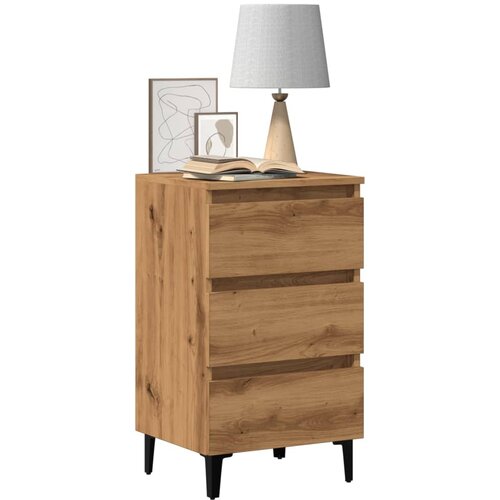 vidaXL Krevetni ormarić s metalnim nogama Artisan hrast 40x35x69 cm Cijene