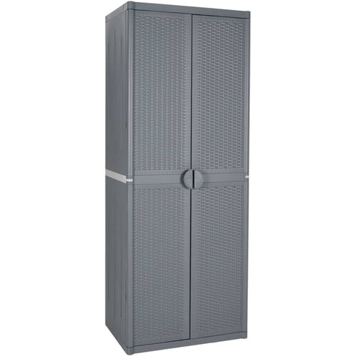 vidaXL Vrtna omara siva 65x45x172 cm PP ratan Cene