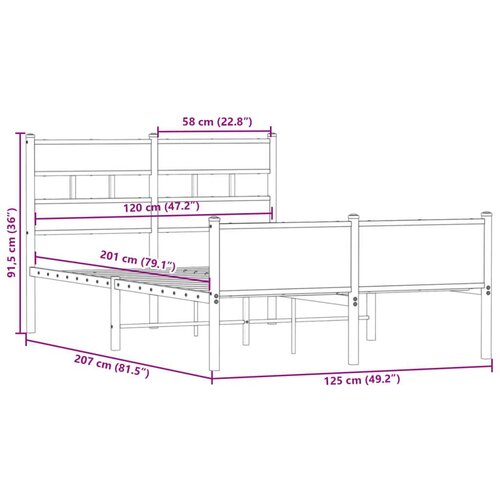VidaXL Okvir kreveta bez madraca boja hrasta 120 x 200 cm drveni Slike