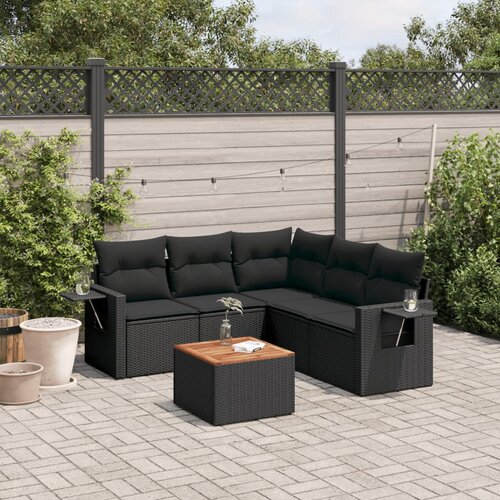 vidaXL 6-dijelni set vrtnih sofa s jastucima crni od poliratana Cijene