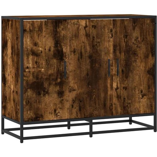 VidaXL Komoda dimljeni hrast 94x35x76 cm konstruirano drvo Slike