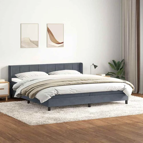 vidaXL Box Spring postelja z vzmetnico Temno siva 180x220 cm žamet