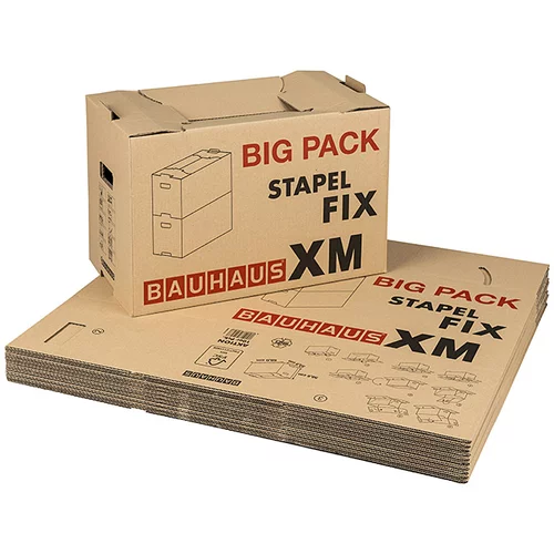 BAUHAUS kartonska škatla multibox stapel fix xm (58 x 33 x 33,5 cm, nosilnost: do 30 kg, 75 l, 10 kosov)