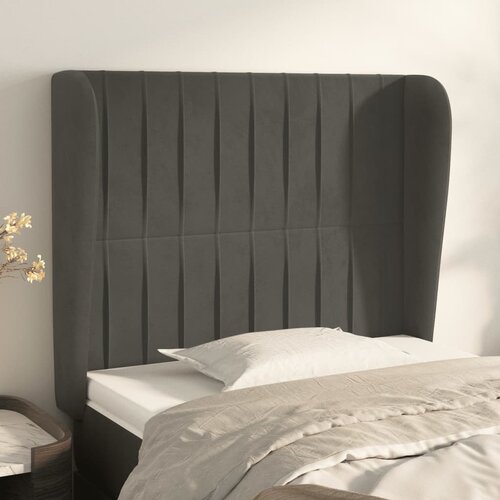 vidaXL Uzglavlje s ušima tamnosivi 93x23x118/128 cm baršunasti Cijene