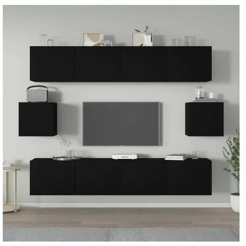  Komplet TV omaric 6-delni črn inženirski les