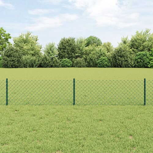 vidaXL Ograda od lanca s 22 U postova Zelena 0.4x25 m Čelik Cijene