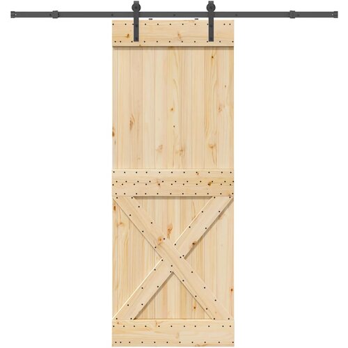 vidaXL Drsna vrata s kompletom vodil 85x210 cm trdna borovina Cene
