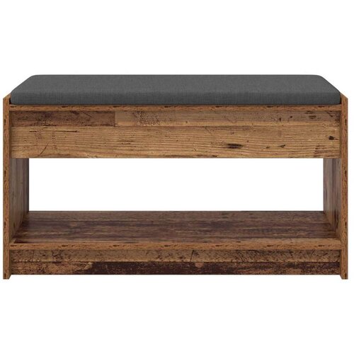  Klupa za hodnik s jastukom s policom Staro drvo 83 x 38 x 45 cm Slike