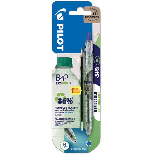 Olovka kemijska b2p ecoball begreen pilot bp-b2peb-m-bg-l plava plus refil blister Cene