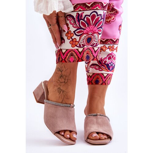 Kesi Suede high heel slippers S.Barski KV-612-2 Beige Cijene