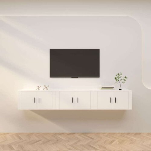 vidaXL Stenska TV omarica 3 kosi bela 80x34,5x40 cm Cene